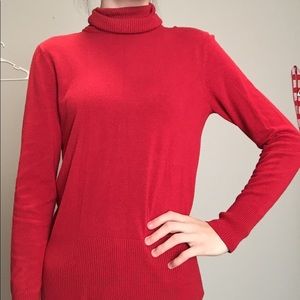 Red turtleneck sweater